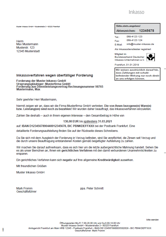 2. Mahnung Kredit Muster
