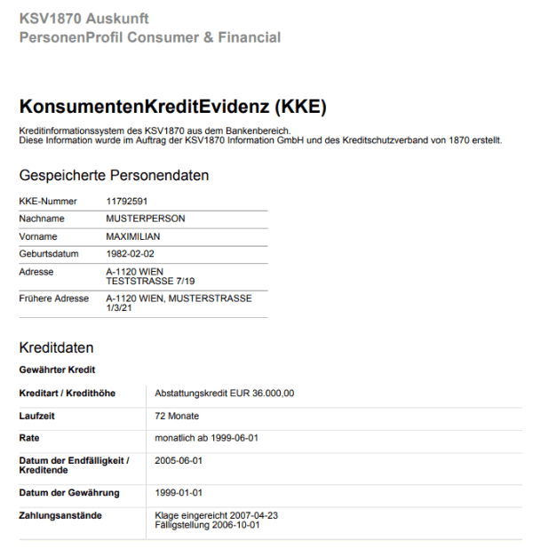 KonsumentenKreditEvidenz (KKE) und finanzielle Informationen
