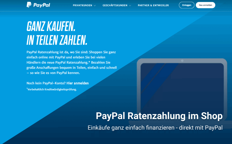 Paypal Ratenzahlung