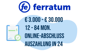 Details zum Ferratum Money Kredit: 3.000 - 30.000 Euro, Online-Abschluss, Auszahlung in 24 Stunden möglich