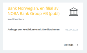 Bank Norwegian Kreditkarte SCHUFA-Anfrage Kreditrahmen