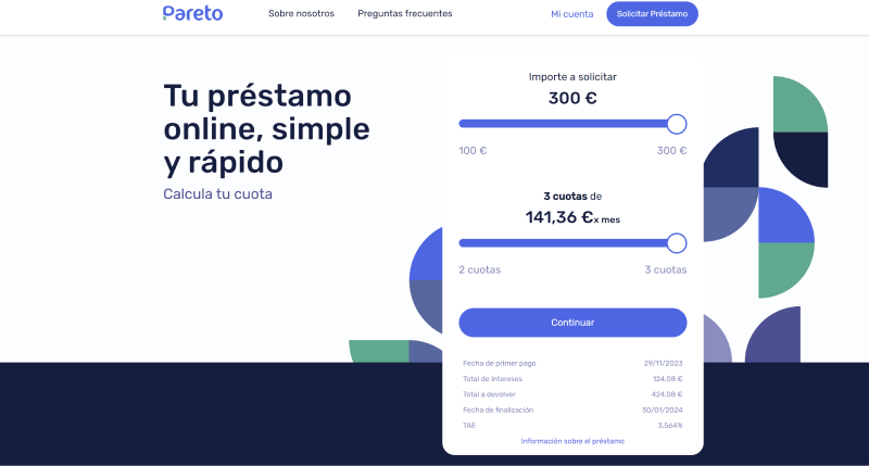 Proceso de solicitud de Pareto: Calcula tu cuota