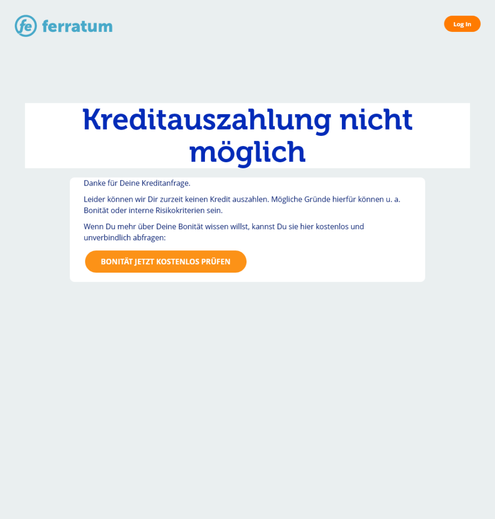 Ferratum Xpresscredit Antrag: Auszahlung nicht möglich