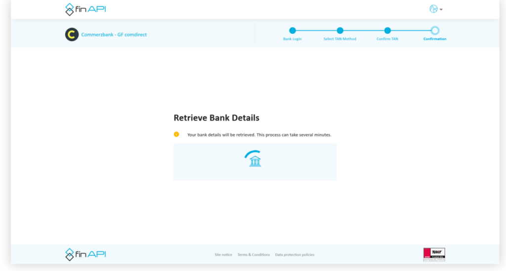 finapi Kontocheck Daten werden übermittelt