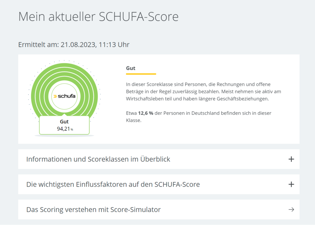 meineSCHUFA Update Realtime