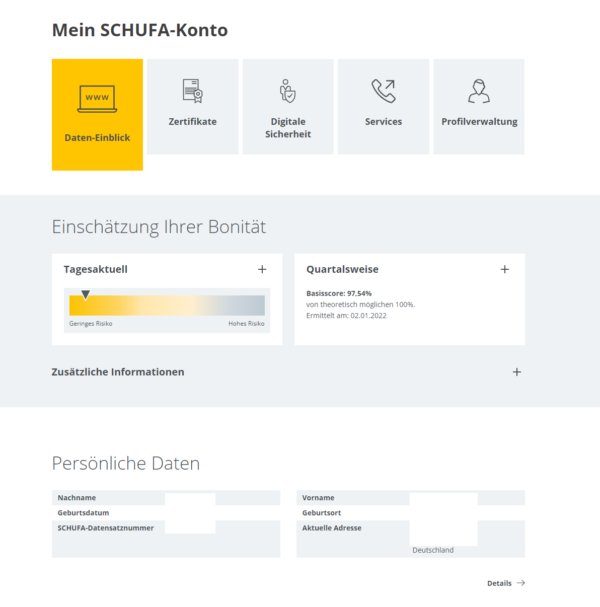 meineSCHUFA Portal