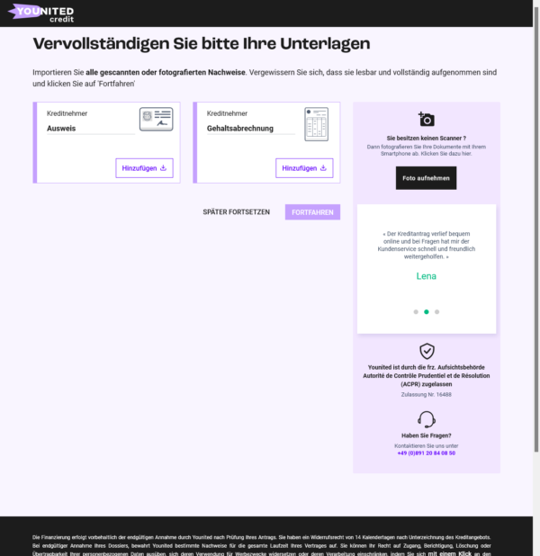 Younited Kreditantrag vervollständigen