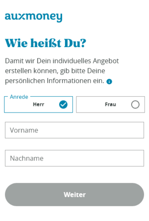 auxmoney Persönliche Daten