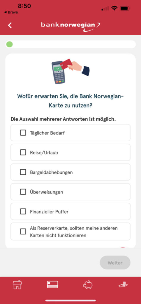 Bank Norwegian Kreditkarte App Zusatzinfos 2 Nutzung der Karte