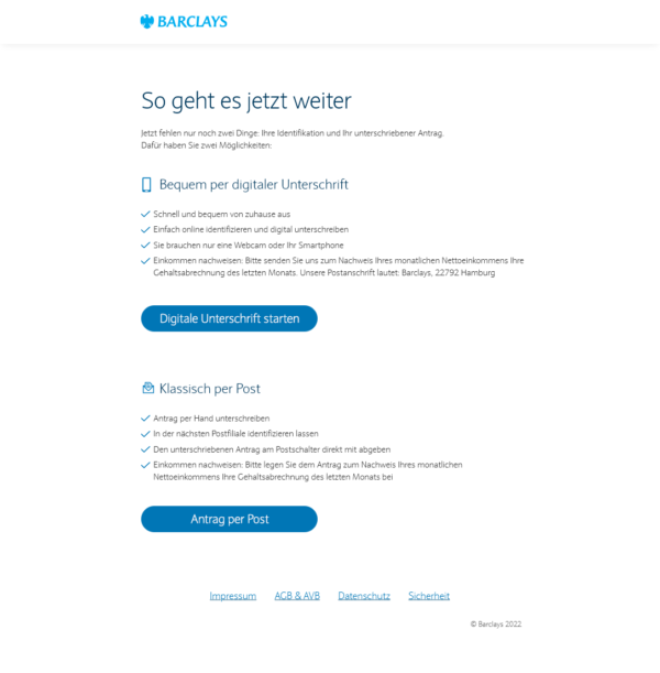 Barclays Kreditkarte online identifizieren