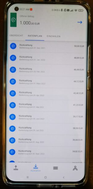 Cashpresso App Rückzahlungsplan