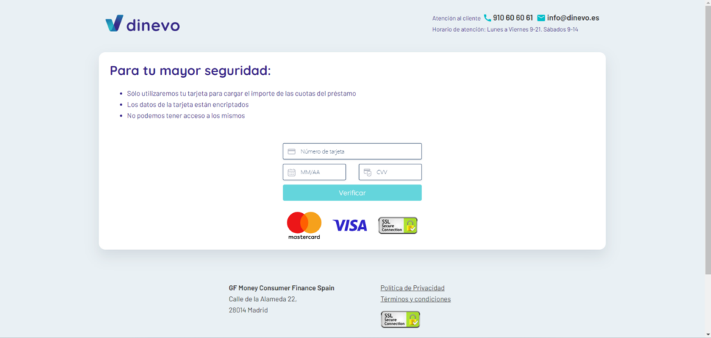 Dinevo introduce tu tarjeta de debito o tarjeta de credito