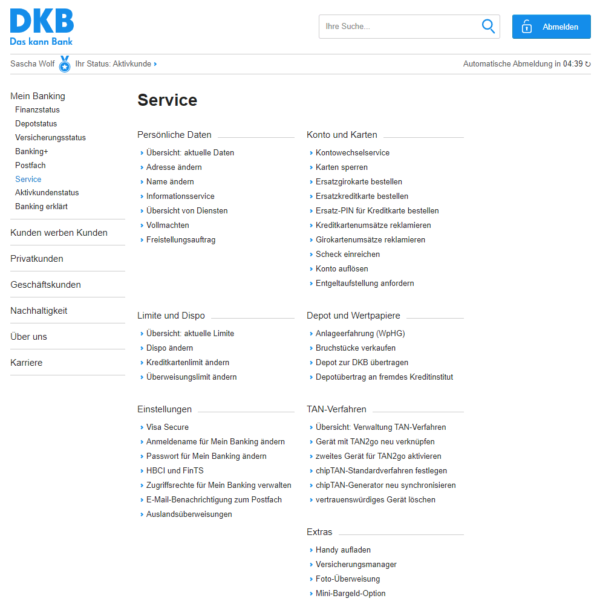 DKB Serviceangebote