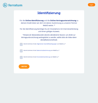 Ferratum Xpresscredit Antrag: Identifikation