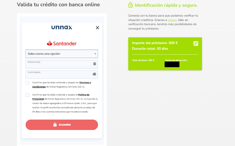 Moneyman Validación del bancaria