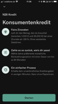 N26 Konsumentenkredit in der App beantragen