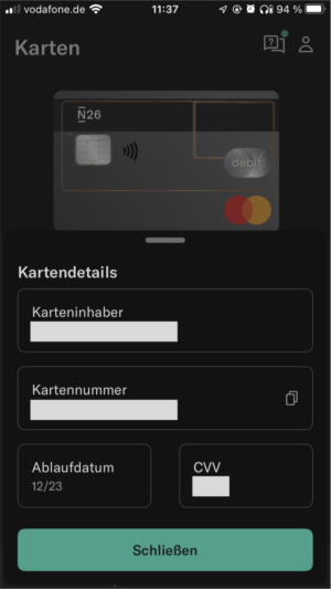 N26 Konto und Karte