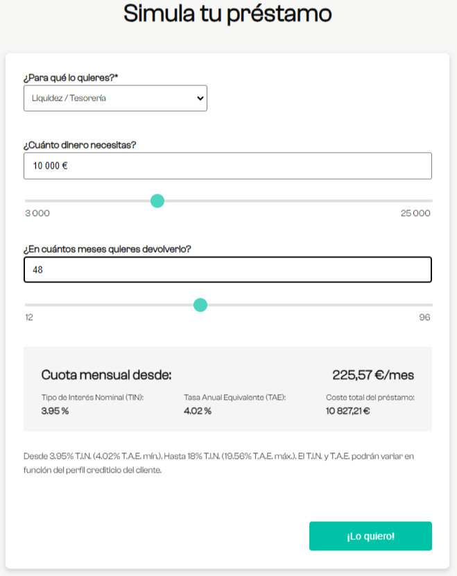 Solicitud de Lea Bank: Simula el importe de tu préstamo