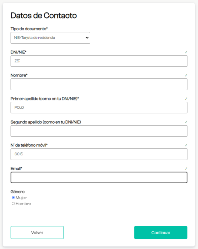 Solicitud de Lea Bank: Datos de contacto