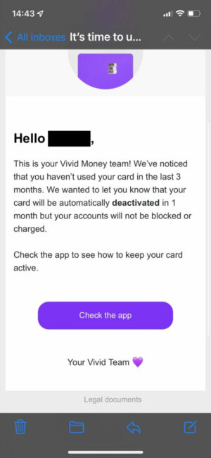 Vivid Money Update Blocked Account